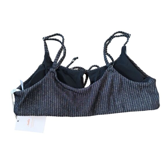 Andie Swim The Waikiki Top Black Ribbed Glitter Size Large - Picture 6 of 12